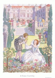Um namoro Tudor (litografia a cores) de Francis Donkin Bedford