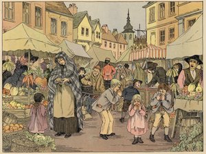 Livro de Lojas de Bedford: Bancas de fruta (litografia a cores)