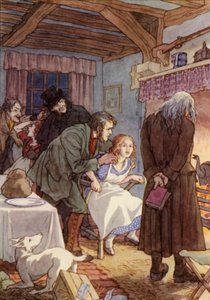 Ilustração para "O Grilo na Lareira" de Charles Dickens (litografia a cores)