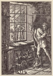 Ilustração para "O Grilo na Lareira" de Charles Dickens (litografia a cores) de Francis Donkin Bedford