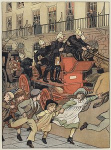 Londres: A Fire-Engine (litografia a cores) de Francis Donkin Bedford