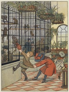 Londres: The Monkey House (litografia a cores) de Francis Donkin Bedford