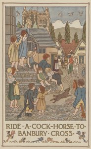 Montar um cavalo de galo até Banbury Cross (litografia a cores) de Francis Donkin Bedford