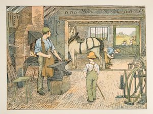 The Blacksmith, de Four and Twenty Toilers, pub. 1900 (litografia a cores)