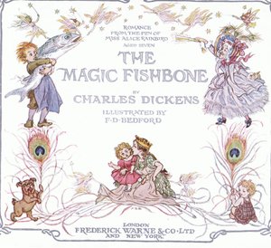 Página de título, de The Magic Fishbone pub.by Warne  Co, c.1940 (litografia a cores) de Francis Donkin Bedford