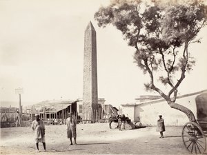 Obelisco Egípcio, Agulha de Cleópatra, em Alexandria, Egito, ca. 1870.