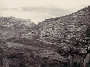 Monte Moriá, Jerusalém, do Poço de En Rogel, ca. 1857.