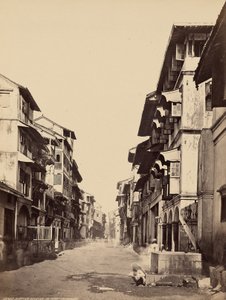 Casas indígenas no forte, Bombaim de Francis Frith