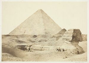 A Esfinge e a Grande Pirâmide, 1857, impressas em 1862. de Francis Frith
