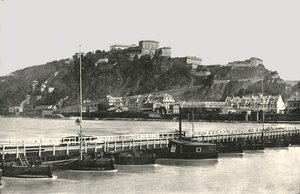 A fortaleza de Ehrenbreitstein no Reno, Alemanha, 1895.