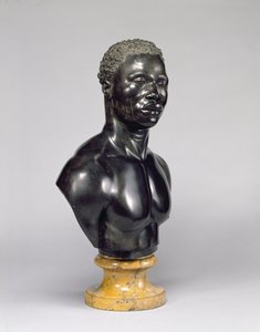 Busto de um homem, c.1758 (calcário preto e mármore amarelo) (ver também 281574)