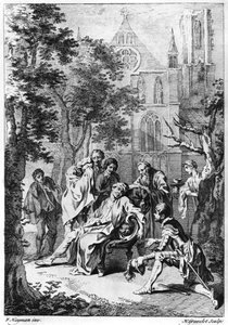 Ato V Cena vii de &39;King John&39; por William Shakespeare (1564-1616) gravado por Hubert Gravelot (1699-1773) de Francis Hayman