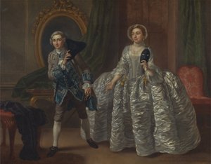David Garrick e Mrs. Pritchard em "The Suspicious Husband" de Benjamin Hoadley de Francis Hayman