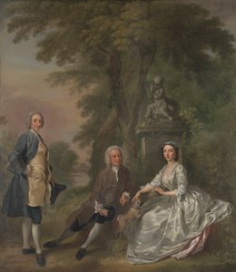 Jonathan Tyers, com a sua filha Elizabeth, e o seu marido John Wood de Francis Hayman