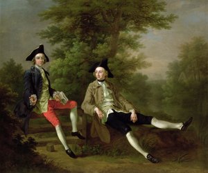 Retrato de David Garrick (1717-79) (à esquerda) e William Windham de Felbrigg (1717-61) (à direita) c.1745