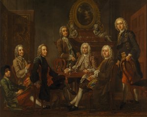 Retrato de um grupo de cavalheiros, com o artista de Francis Hayman