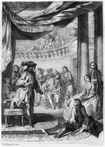 The Play Scene, de &39;Hamlet&39; de William Shakespeare (1564-1616) gravado por Hubert Gravelot (1699-1773)