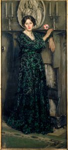 A Dama do Cravo, c.1919 (óleo sobre tela) de Francis Henry Newbery