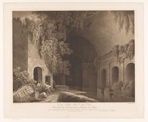 Dois desenhadores no Nymphaeum of Egeria no Parque de Caffarella, perto de Roma
Vista da Fonte de Egeria perto de Roma (título sobre o objecto)