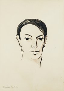 Retrato de Pablo Picasso; Portrait de Pablo Picasso, c. 1902-1905 (aguarela, pincel e tinta preta e lápis sobre papel) de Francis Picabia