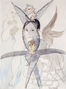 Transparency - Head and Winged Horse; Transparence - Tete et Cheval Aile, c.1928 (aguarela, guache, giz preto e lápis sobre papel) de Francis Picabia