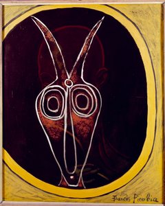 Transparência. Rosto de homem e cabeça de animal com chifre sobreposto, século XX (óleo sobre tela) de Francis Picabia