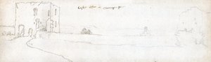 Cardiff em 1678 (aguarela e tinta castanha sobre papel) de Francis Place