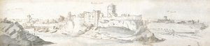 Castelo de Pembroke, c.1678 (aguarela e tinta castanha sobre papel) de Francis Place