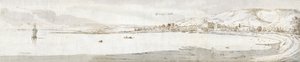 Swansea, c.1678 (aguarela e tinta castanha sobre papel) de Francis Place