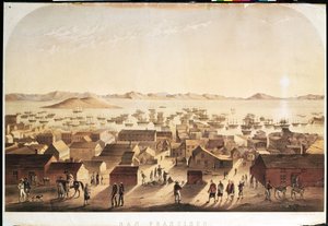 Uma visão geral de São Francisco, publicada por M und N Hanhart, c.1850-52 de Francis Samuel Marryat