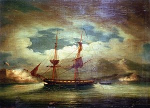 O navio francês "Le Curieux", na Martinica, a 3 de fevereiro
