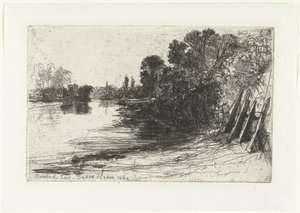 Banco do Tamisa perto de Brentford
Brentford Ferry (título sobre o objecto) de Francis Seymour Haden (Sir) (signed by artist)