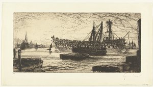 Desmontando o navio Agamenon Rompimento do Ageemnon de Francis Seymour Haden (Sir) (signed by artist)