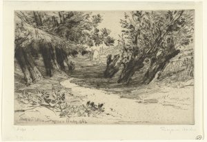 Pad langs het water
O passeio dos amantes
Thames Ditton (título sobre o objecto) de Francis Seymour Haden (Sir) (signed by artist)