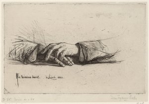 Rustende Handen mãos cruzadas estudos de gravura (título da série) de Francis Seymour Haden (Sir)
