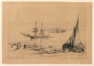 Um brigue na âncora de Francis Seymour Haden