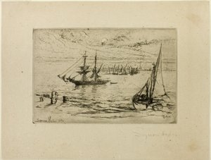 Um brigue na âncora de Francis Seymour Haden