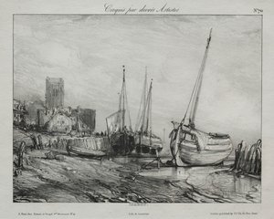 Barcos de pesca ao longo da praia de Francis Seymour Haden
