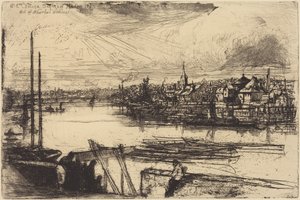 A velha Chelsea, da janela de Whistler (Battersea Reach) de Francis Seymour Haden