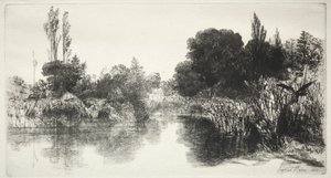 Lagoa do moinho de Shere a placa maior, 1860. de Francis Seymour Haden