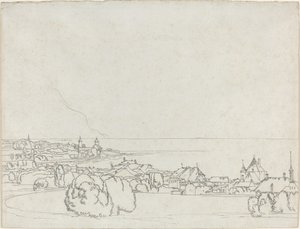 Uma vista de Vevey com La Tour de Peilz à distância de Francis Towne