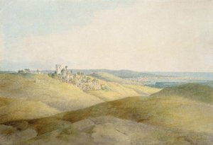 Pough Hill, perto de Bude, na Cornualha (caneta e tinta sobre papel)