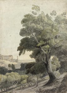 Tivoli, mostrando Roma à distância, c.1781 de Francis Towne