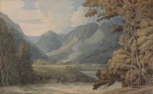 Vista em Borrowdale de Eagle Crag e Rosthwaite de Francis Towne