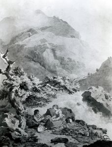 Ilustração para &39;New Héloise&39; 1786 de Jean-Jacques Rousseau (caneta e tinta com wc) de Francis Wheatley