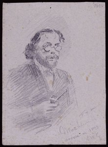 Retrato de JT Micklethwaite, c.1893 (lápis sobre papel) de Francis Wilfred Lawson