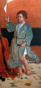 São Cyr - Detalhe de Nossa Senhora das Graças, Santa Julieta e São Cyr, pintura de Francisco Henriques (pintor flamengo activo entre 1506 e 1518), óleo sobre madeira, cerca de 1508-1512, da capela lateral de São Francisco de Évora (São Cyr, detalhe, de Fra de Francisco (attr.to) Henriques