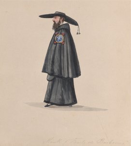 Um monge da ordem de Barbones, de um grupo de desenhos representando o traje peruano, 1848.