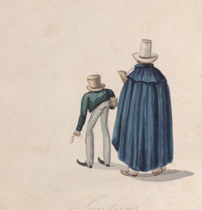Dois cartomantes peruanos de chapéus vistos por trás, de um grupo..., ca. 1848. de Francisco