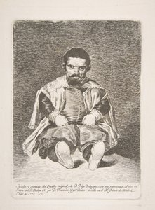 Um anão, um anão conhecido como El Primo após Diego Velázquez, 1778. de Francisco de Goya